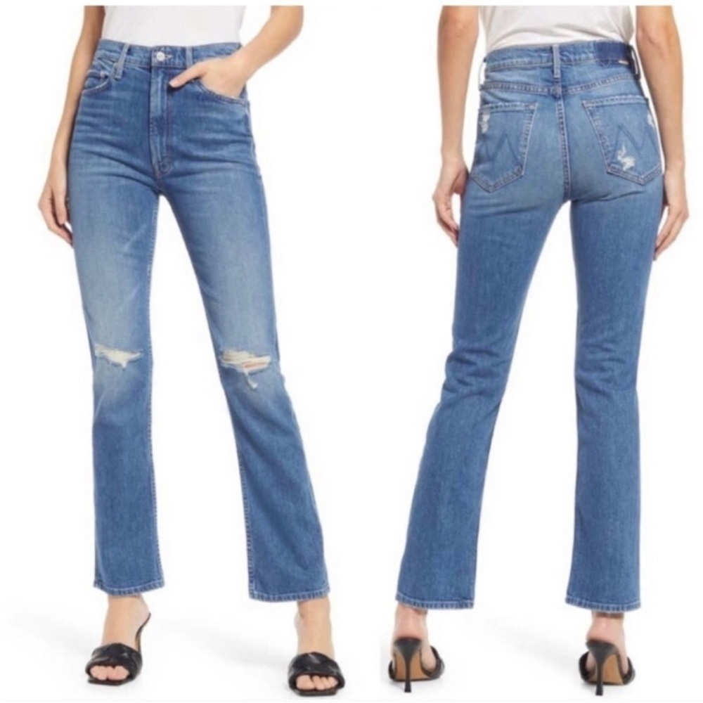 Women MOTHER Superior High Waisted Rider Skimp Jeans Wash Playing With Scissors